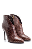 Women's Snakeskin Patterned Leather Bootie | Derimod Women's Snakeskin Patterned Leather Bootie | Derimod