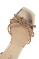 Women's Gold Ankle Buckle Stoned Thin Heel Sandals | Derimod Women's Gold Ankle Buckle Stoned Thin Heel Sandals | Derimod