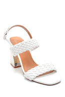 Women's Knitted Detailed Thick Heeled Sandals | Derimod Women's Knitted Detailed Thick Heeled Sandals | Derimod