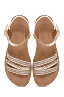 Women's Gold Ankle Strap Stone Sandals | Derimod Women's Gold Ankle Strap Stone Sandals | Derimod