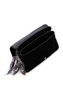Women's Black Long Strap Accessory Detailed Suede Crossbody Bag | Derimod Women's Black Long Strap Accessory Detailed Suede Crossbody Bag | Derimod