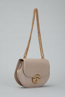 Beige Women's Leather Shoulder Bag with Chain Handle | Derimod Beige Women's Leather Shoulder Bag with Chain Handle | Derimod