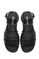 Women's Black Ankle Strap Leather Bodrum Sandals | Derimod Women's Black Ankle Strap Leather Bodrum Sandals | Derimod