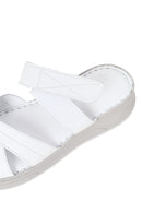 Woman White Wedge-Heel Leather Slipper | Derimod Woman White Wedge-Heel Leather Slipper | Derimod