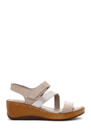 Women's Mink Leather Wedge Heel Comfort Sandals | Derimod Women's Mink Leather Wedge Heel Comfort Sandals | Derimod