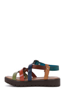 Women's Multicolored Ankle Strap Leather Bodrum Sandals | Derimod Women's Multicolored Ankle Strap Leather Bodrum Sandals | Derimod