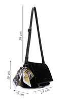 Women's Black Long Strap Accessory Detailed Suede Crossbody Bag | Derimod Women's Black Long Strap Accessory Detailed Suede Crossbody Bag | Derimod