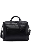 Men's Black Long Suspender Leather Briefcase | Derimod Men's Black Long Suspender Leather Briefcase | Derimod
