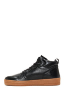 Men's Black Leather High Top Sneaker | Derimod Men's Black Leather High Top Sneaker | Derimod
