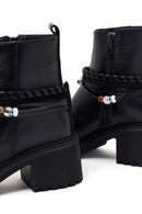Woman Black Zip Closure Chunky-heeled Leather Boots | Derimod Woman Black Zip Closure Chunky-heeled Leather Boots | Derimod