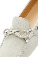 Women's Cream Bow Leather Loafer | Derimod Women's Cream Bow Leather Loafer | Derimod