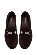 Kadın Kahverengi Tokalı Süet Deri Maskülen Loafer | Derimod Kadın Kahverengi Tokalı Süet Deri Maskülen Loafer | Derimod