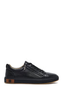 Erkek Siyah Bağcıklı Deri Sneaker | Derimod Erkek Siyah Bağcıklı Deri Sneaker | Derimod