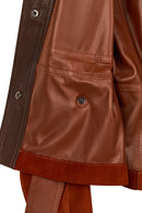 Capri Woman Cinnamon Shirt Collar Short Suede Leather Jacket | Derimod Capri Woman Cinnamon Shirt Collar Short Suede Leather Jacket | Derimod