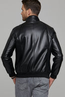 Andy Men's Black Leather Jacket | Derimod Andy Men's Black Leather Jacket | Derimod