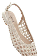 Women's Cream Knitted Open Back Ballerinas | Derimod Women's Cream Knitted Open Back Ballerinas | Derimod