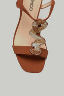 Nubuck Tan Women's Heeled Sandals | Derimod Nubuck Tan Women's Heeled Sandals | Derimod