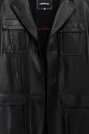 Kane Men's Black Buttoned Blazer Leather Jacket | Derimod Kane Men's Black Buttoned Blazer Leather Jacket | Derimod