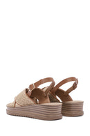 Women's Beige Back Buckle Thick Soled Straw Sandals | Derimod Women's Beige Back Buckle Thick Soled Straw Sandals | Derimod
