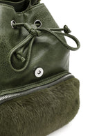 Women's Khaki Plush Detailed Backpack | Derimod Women's Khaki Plush Detailed Backpack | Derimod