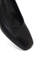 Women's Black Thick Short Heel Leather Shoe | Derimod Women's Black Thick Short Heel Leather Shoe | Derimod