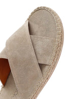 Men's Beige Suede Leather Espadrille Slippers | Derimod Men's Beige Suede Leather Espadrille Slippers | Derimod
