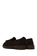 Woman Brown Thick-Soled Tassel Suede Loafer | Derimod Woman Brown Thick-Soled Tassel Suede Loafer | Derimod