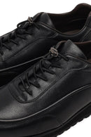 Men's Black Lace-Up Thick-Soled Leather Casual Sneaker | Derimod Men's Black Lace-Up Thick-Soled Leather Casual Sneaker | Derimod