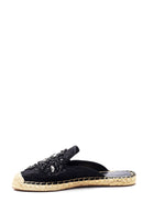 Women's Black Stone Espadrille Slippers | Derimod Women's Black Stone Espadrille Slippers | Derimod