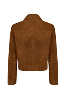 Trix Woman Brown Oversize Suede Leather Jacket | Derimod Trix Woman Brown Oversize Suede Leather Jacket | Derimod