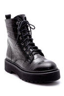 Women's Leather Crocodile Pattern Boots | Derimod Women's Leather Crocodile Pattern Boots | Derimod
