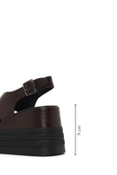 Woman Brown Ankle-Buckle Wedge-Heel Leather Sandal | Derimod Woman Brown Ankle-Buckle Wedge-Heel Leather Sandal | Derimod