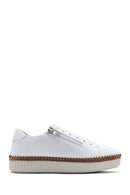 Women's White Lace-up Thick-Sole Leather Sneaker | Derimod Women's White Lace-up Thick-Sole Leather Sneaker | Derimod