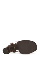 Woman Brown Platform Chunky High-Heeled Sandals | Derimod Woman Brown Platform Chunky High-Heeled Sandals | Derimod