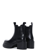 Women's Black Leather Heeled Chelsea Boots | Derimod Women's Black Leather Heeled Chelsea Boots | Derimod
