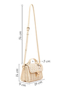 Woman Beige Long-Strap Stone-Embellished Woven Mini Crossbody Bag | Derimod Woman Beige Long-Strap Stone-Embellished Woven Mini Crossbody Bag | Derimod
