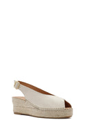 Women's Cream Ankle Buckle Wedge Heel Leather Espadrille Sandals | Derimod Women's Cream Ankle Buckle Wedge Heel Leather Espadrille Sandals | Derimod