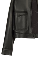 Raquel Woman Black Shirt Collar Short Leather Jacket | Derimod Raquel Woman Black Shirt Collar Short Leather Jacket | Derimod