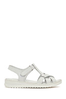Women's White Strappy Leather Comfort Sandals | Derimod Women's White Strappy Leather Comfort Sandals | Derimod