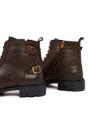 Male Brown Zip Closure Thick-Soled Leather Combat Boots | Derimod Male Brown Zip Closure Thick-Soled Leather Combat Boots | Derimod