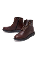 Men's Brown Leather Zippered Casual Boots | Derimod Men's Brown Leather Zippered Casual Boots | Derimod