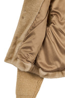 Cortina Women's Beige Short Teddy Coat | Derimod Cortina Women's Beige Short Teddy Coat | Derimod