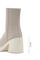 Women's Beige Zippered Heeled Casual Boots | Derimod Women's Beige Zippered Heeled Casual Boots | Derimod