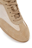 Woman Beige Lace-up Suede Leather Sneaker | Derimod Woman Beige Lace-up Suede Leather Sneaker | Derimod