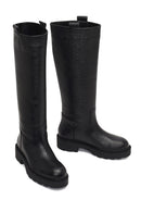 Women's Black Thick-Soled Leather Boot | Derimod Women's Black Thick-Soled Leather Boot | Derimod