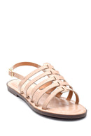 Women's Beige Crocodile Flat Sandals | Derimod Women's Beige Crocodile Flat Sandals | Derimod