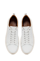 Erkek Beyaz Bağcıklı Kalın Tabanlı Deri Sneaker | Derimod Erkek Beyaz Bağcıklı Kalın Tabanlı Deri Sneaker | Derimod