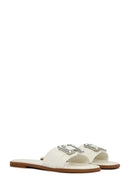 Women's White Stone Slippers | Derimod Women's White Stone Slippers | Derimod