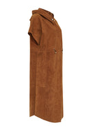 Miranda Women's Brown Hooded Suede Leather Long Vest | Derimod Miranda Women's Brown Hooded Suede Leather Long Vest | Derimod