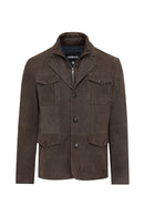 Sacramento Men's Brown Nubuck Leather Jacket | Derimod Sacramento Men's Brown Nubuck Leather Jacket | Derimod